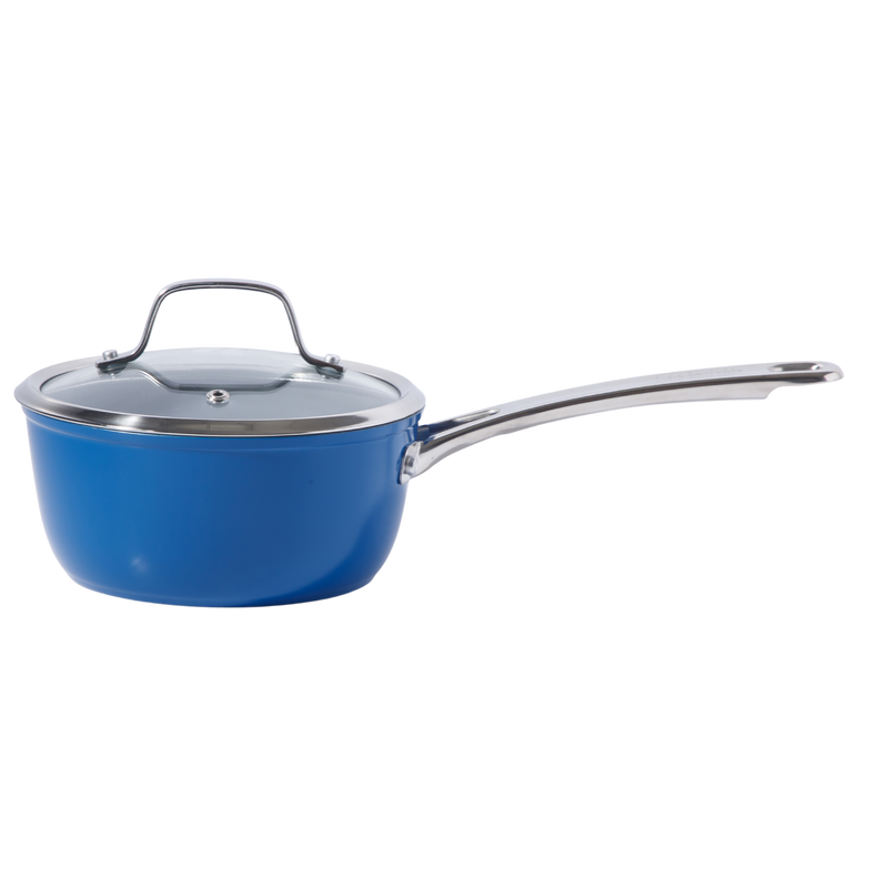 Sue La Table Kitchen Essentials Cool Commune 10pc Hard Anodized Aluminum Cookware Set - Grey Nonstick Ceramic Interior - Induction Base - Stainless Steel Hollow Handle - Gift Box w/ Remailer