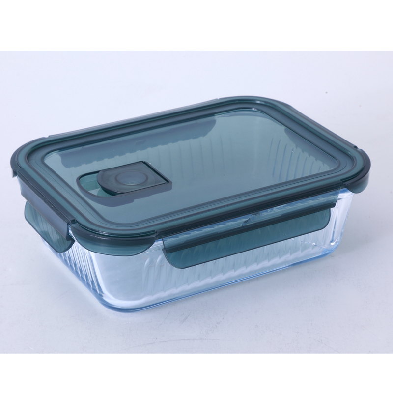 Martha Stewart Shadowbrook 21 oz Borosilicate Glass Storage Container w/ PP Lid - Green Lid - Rectangle - Color Sleeve