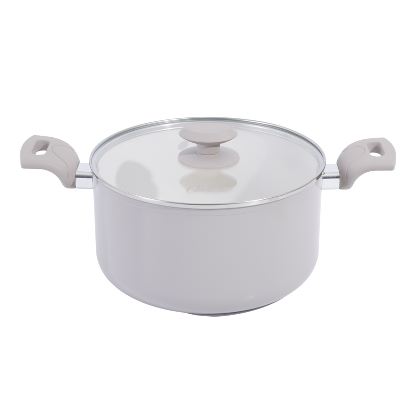 Oster Sutterville Choice 10pc Aluminum Cookware Set w/ Flat Glass Lid - Ceramic Non-Stick Interior - Soft Touch Handle - Gift Box w/ Remailer