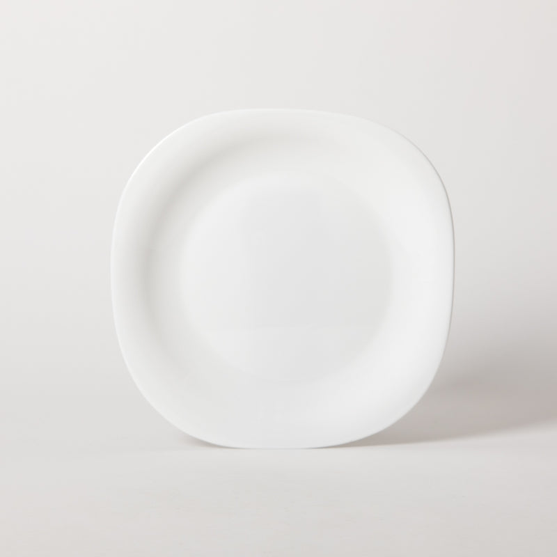 Gibson Home Ultra Piazza 12pc Opal Glass Dinnerware Set - White - Soft Square - Gift Box