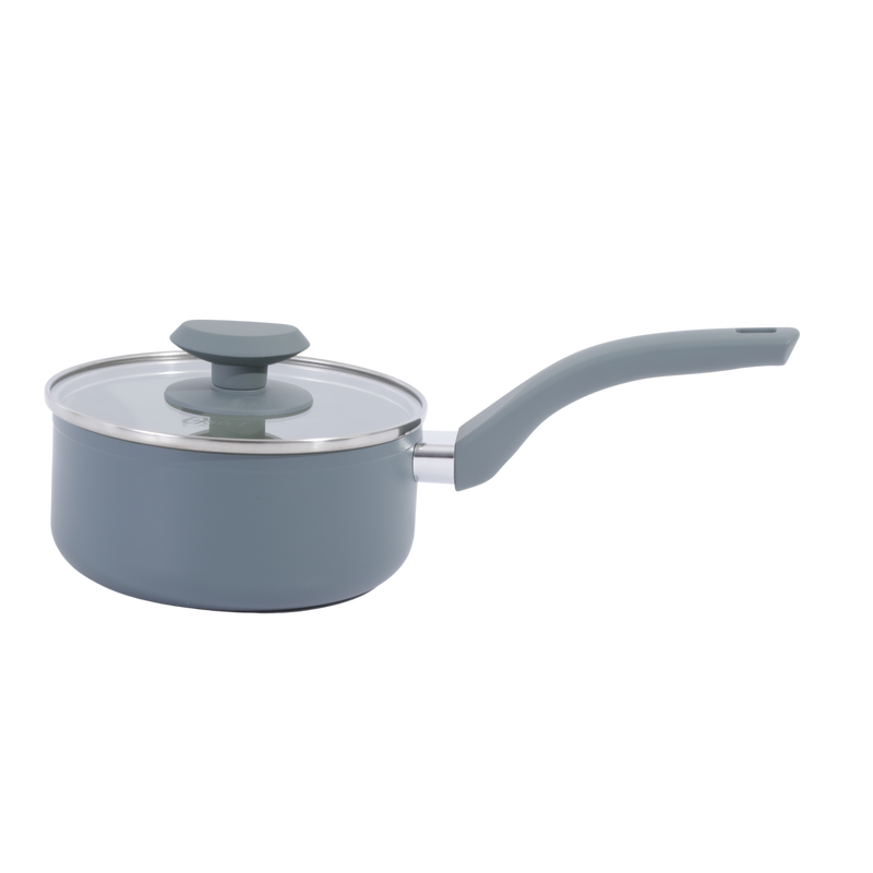 Oster Sutterville Choice 10pc Aluminum Cookware Set w/ Flat Glass Lid - Ceramic Non-Stick Interior - Soft Touch Handle - Gift Box w/ Remailer