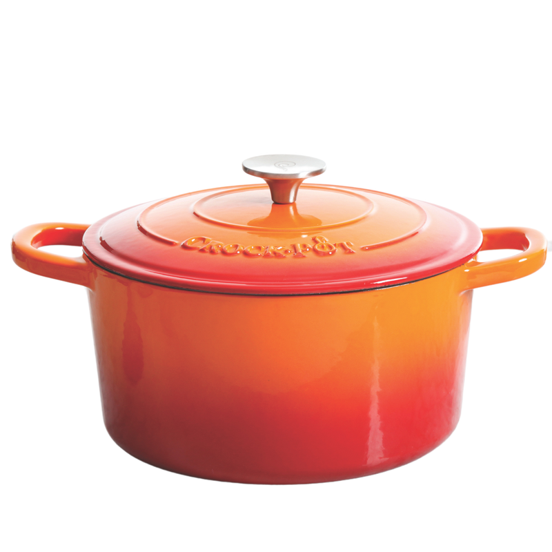 Crock-Pot Artisan 5qt Enamel Cast Iron Dutch Oven w/ Lid - Round - Gift Box - Teal Ombre / Sunset Orange / Sapphire Blue