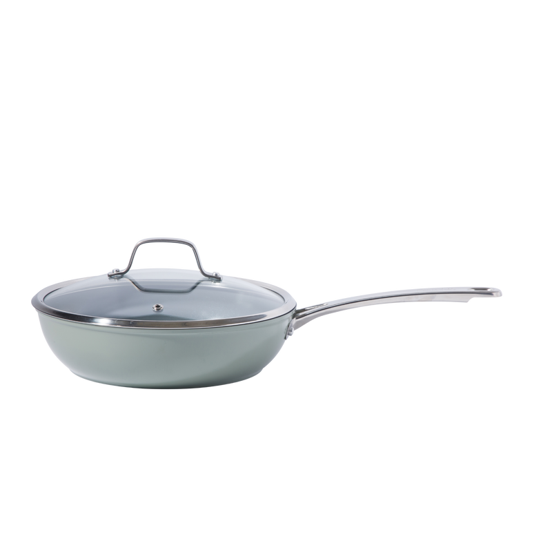 Sue La Table Kitchen Essentials Cool Commune 10pc Hard Anodized Aluminum Cookware Set - Grey Nonstick Ceramic Interior - Induction Base - Stainless Steel Hollow Handle - Gift Box w/ Remailer