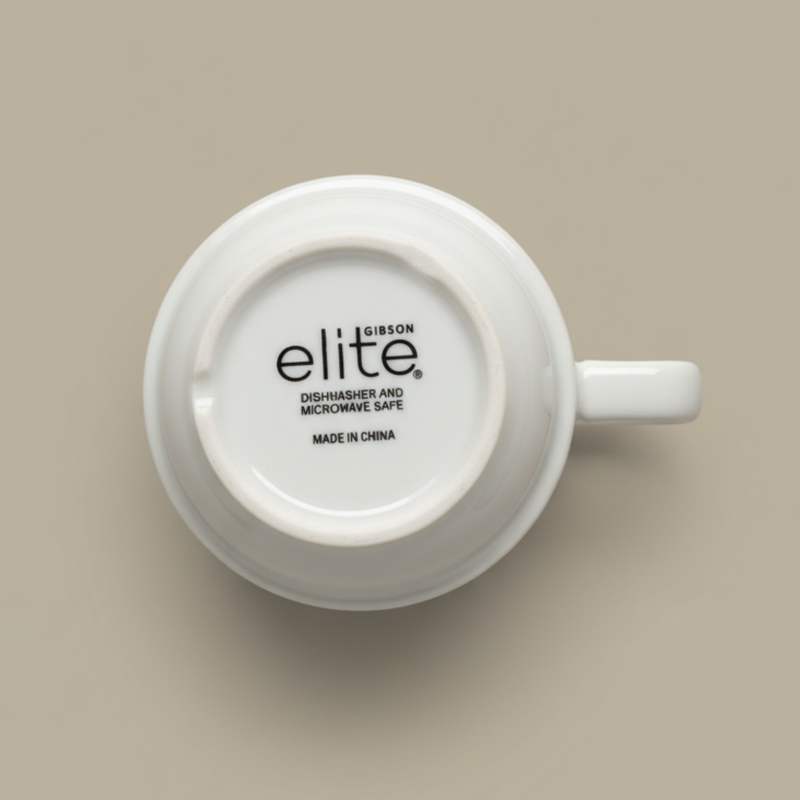 Gibson Elite Gracious Dining  9 pc 7oz Cup & 5.9" Saucer Set w/ Metal Rack - Gift Box