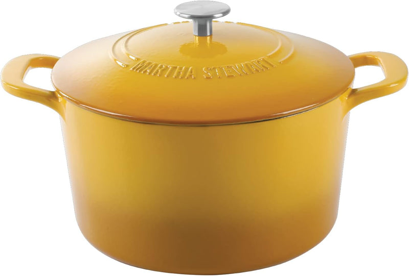 Martha Stewart Gatwick 7qt Enamel Cast Iron Dutch Oven w/ Lid - Classic Blue / Gunmetal Gray / Martha Blue / White / Yellow