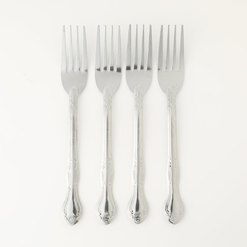 Gibson Home Abbie 4 Pack Dinner Fork - Tumble Finish - Stainless Steel - Hang Tag - PDQ