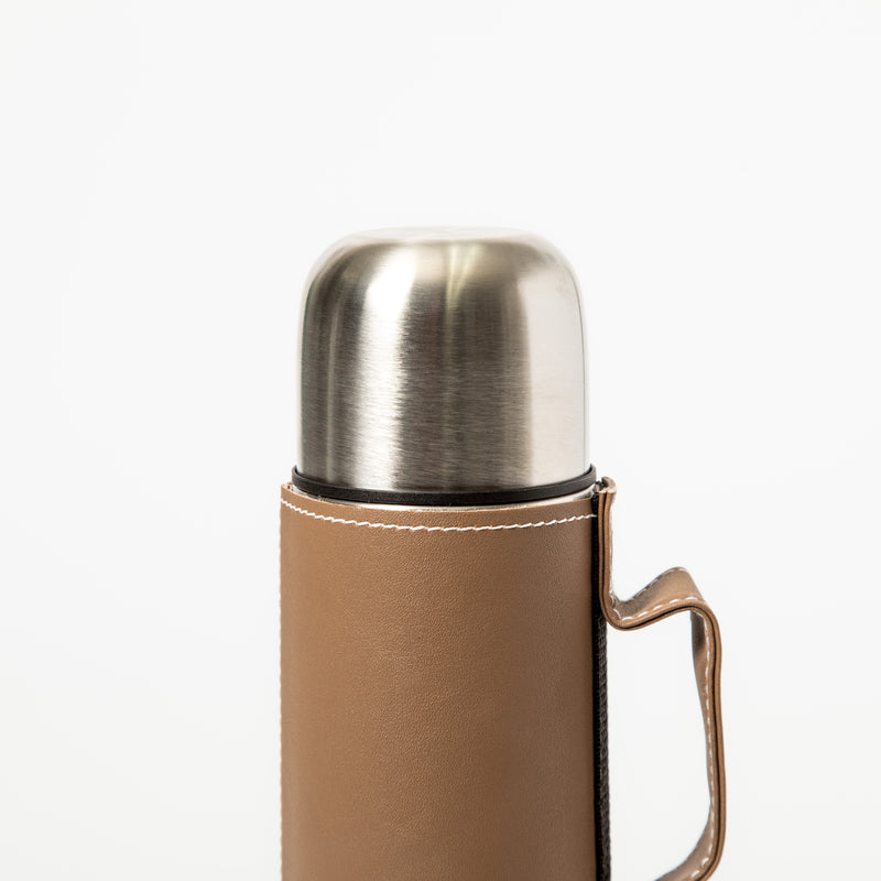 Mr. Coffee Leatherette 23oz Stainless Steel Double Wall Thermal Bottle w/ Lid & PU Handle - Black - Open Stock