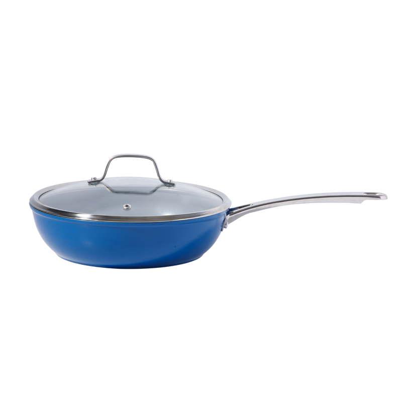 Sue La Table Kitchen Essentials Cool Commune 10pc Hard Anodized Aluminum Cookware Set - Grey Nonstick Ceramic Interior - Induction Base - Stainless Steel Hollow Handle - Gift Box w/ Remailer