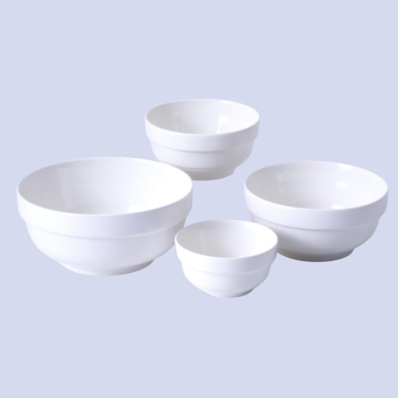 Gibson Home Great Essentials 4pc Bowl Set- White - Fine Ceramic - Color Sleeve