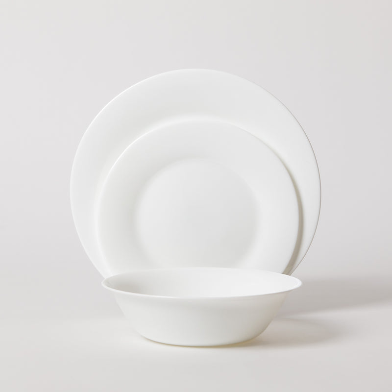 Gibson Home White Shadow 12pc Opal Glass Dinnerware Set - White - Gift Box