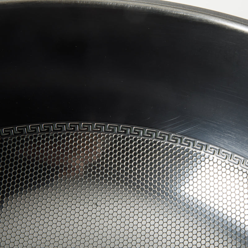 Gibson Home Stargaze Debossed 13" Rust Resistant Carbon Steel Wok - Black - Debossed Exterior - Wood/CS Handle - Color Sleeve