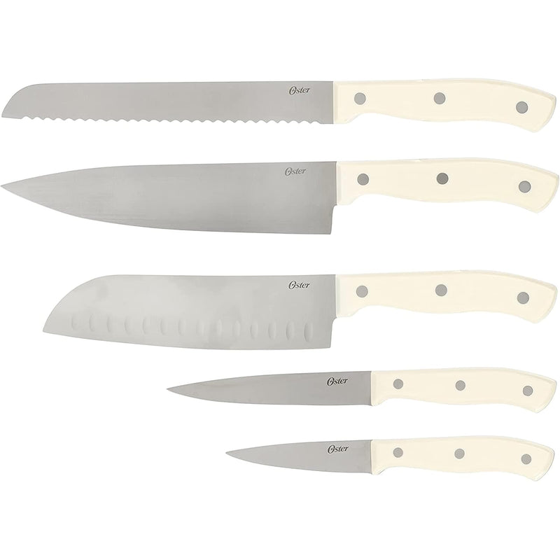 Oster Evansville 14pc Stainless Steel Cutlery Set w/ Rubberwood Block - Plastic Handle - Polished - Gift Box