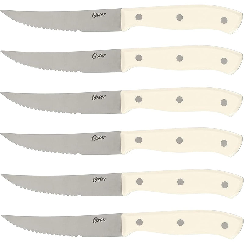 Oster Evansville 14pc Stainless Steel Cutlery Set w/ Rubberwood Block - Plastic Handle - Polished - Gift Box