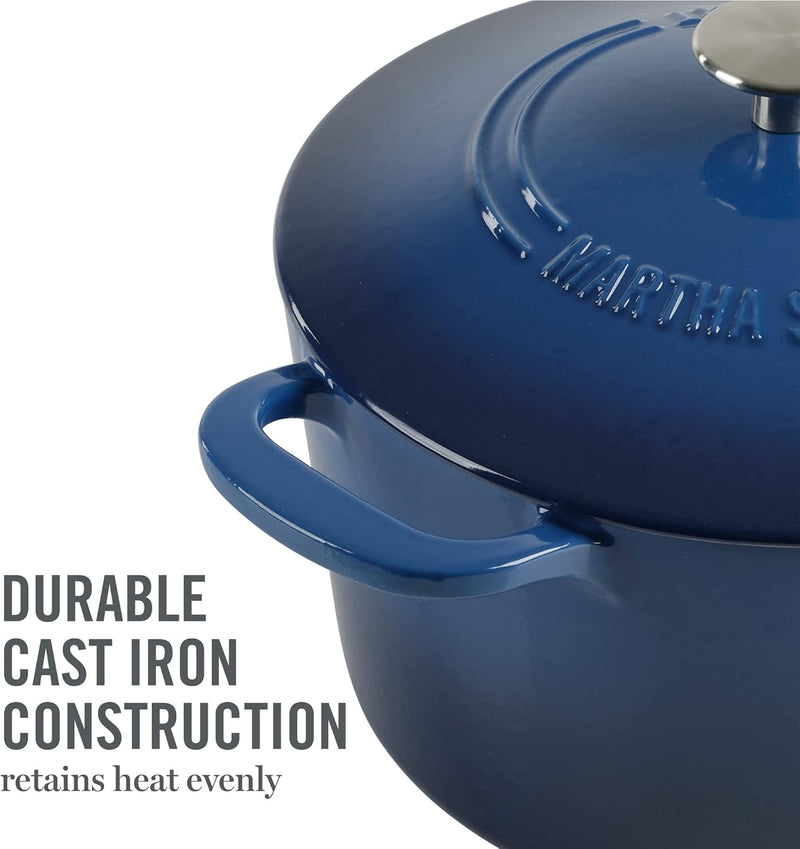 Martha Stewart Gatwick 7qt Enamel Cast Iron Dutch Oven w/ Lid - Classic Blue / Gunmetal Gray / Martha Blue / White / Yellow
