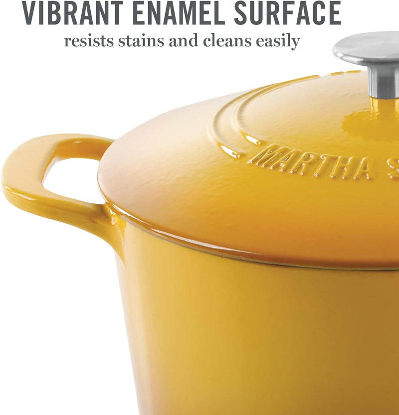 Martha Stewart Gatwick 7qt Enamel Cast Iron Dutch Oven w/ Lid - Classic Blue / Gunmetal Gray / Martha Blue / White / Yellow