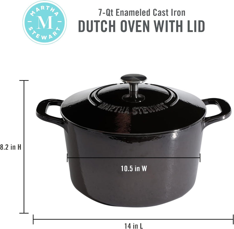 Martha Stewart Gatwick 7qt Enamel Cast Iron Dutch Oven w/ Lid - Classic Blue / Gunmetal Gray / Martha Blue / White / Yellow