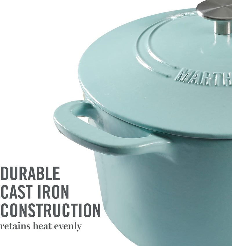 Martha Stewart Gatwick 7qt Enamel Cast Iron Dutch Oven w/ Lid - Classic Blue / Gunmetal Gray / Martha Blue / White / Yellow