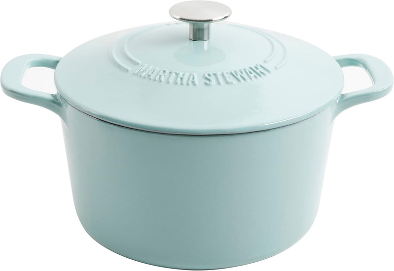 Martha Stewart Gatwick 7qt Enamel Cast Iron Dutch Oven w/ Lid - Classic Blue / Gunmetal Gray / Martha Blue / White / Yellow