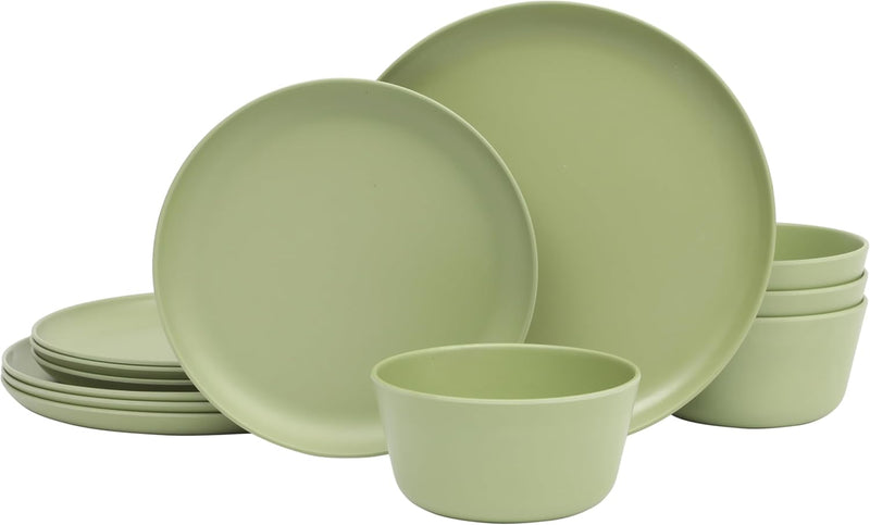 Gibson Home Fairhope 12pc Melamine Dinnerware Set - Solid Color - 1860G - Open Window Gift Box