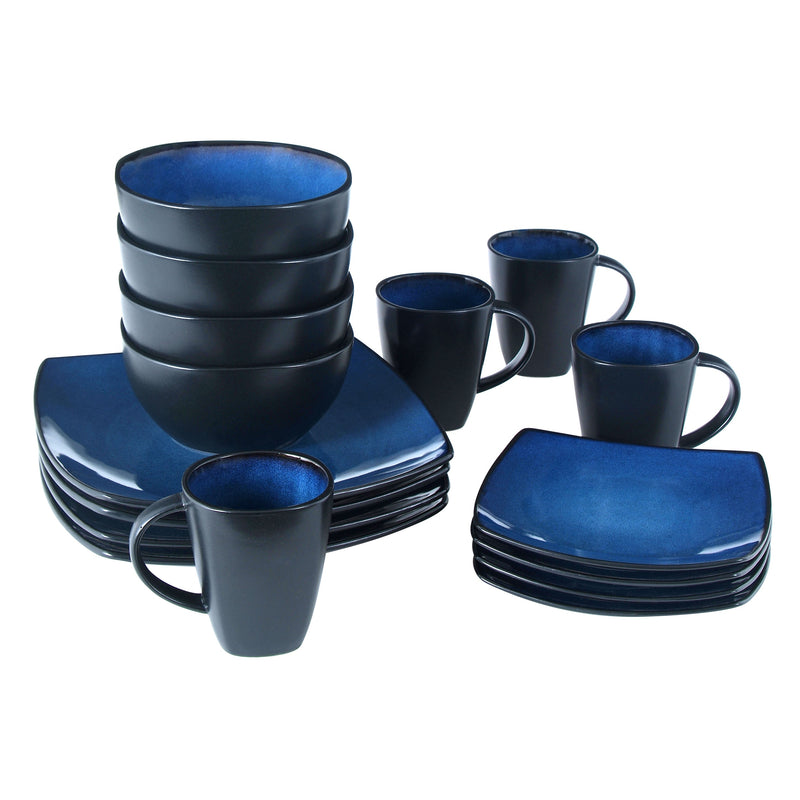 Soho Lounge 16pc Dinnerware Set - Soft Square - Reactive - Stoneware - GBX