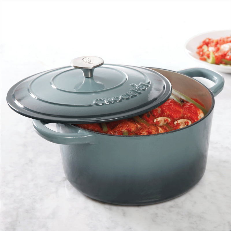 Crock-Pot Artisan 7qt Enamel Cast Iron Dutch Oven w/ Lid - Gift Box - Scarlet Red / Slate Grey / Sapphire Blue