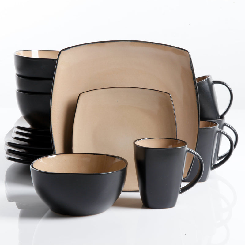 Soho Lounge 16pc Dinnerware Set - Soft Square - Reactive - Stoneware - GBX