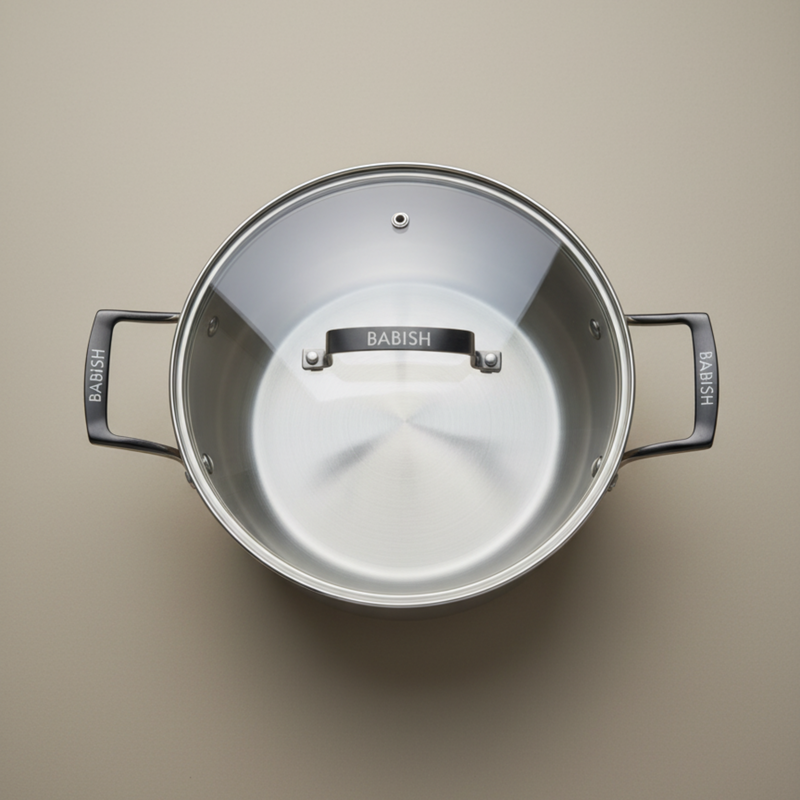 Babish 6qt Stainless Steel Dutch Oven w/ Glass Lid - Open Stock w/ Color Sleeve
