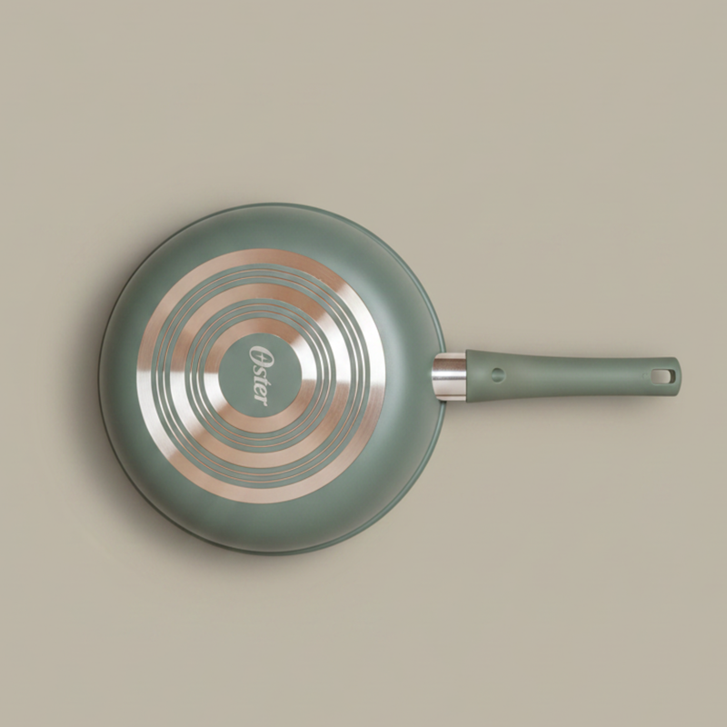 Oster Sutterville Choice 12" Aluminum Frying Pan - Non-Stick Ceramic Interior - Bakelite Handle - Open Stock w/ Color Label
