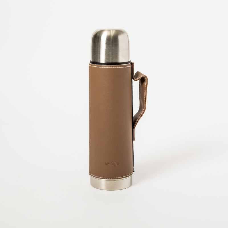 Mr. Coffee Leatherette 23oz Stainless Steel Double Wall Thermal Bottle w/ Lid & PU Handle - Black - Open Stock