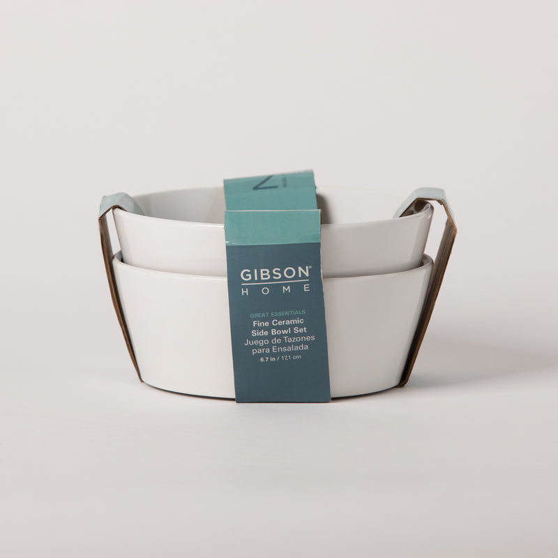 Gibson Home Great Essentials 2pc 6.75" Side Bowl Set - White - 4 Way Color Sleeve