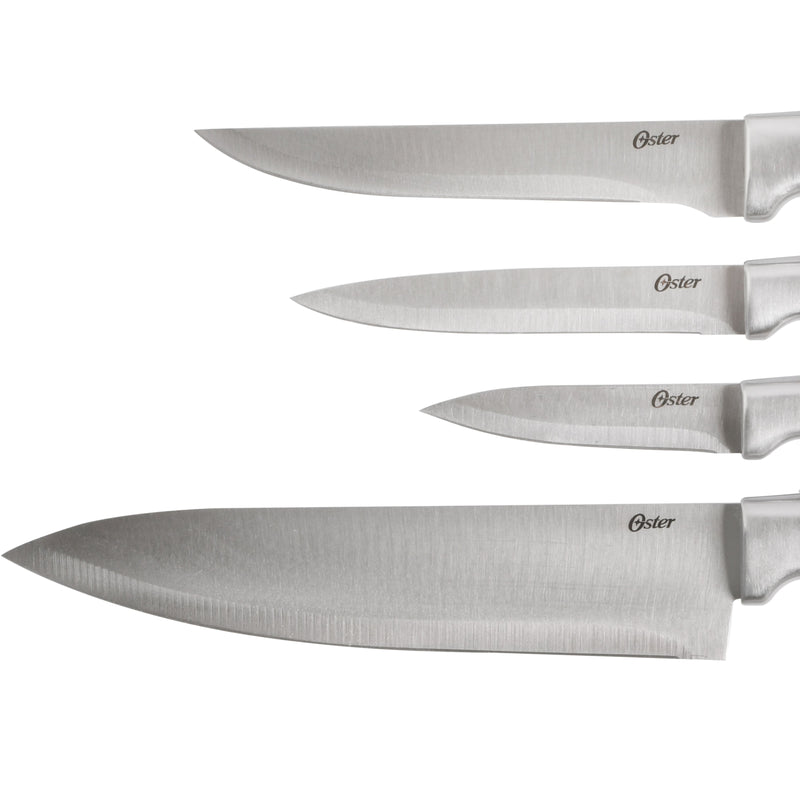 Oster Baldwyn 22pc Stainless Steel Cutlery Set w/ Black Wood Swivel Block - Brushed Satin - Gift Box