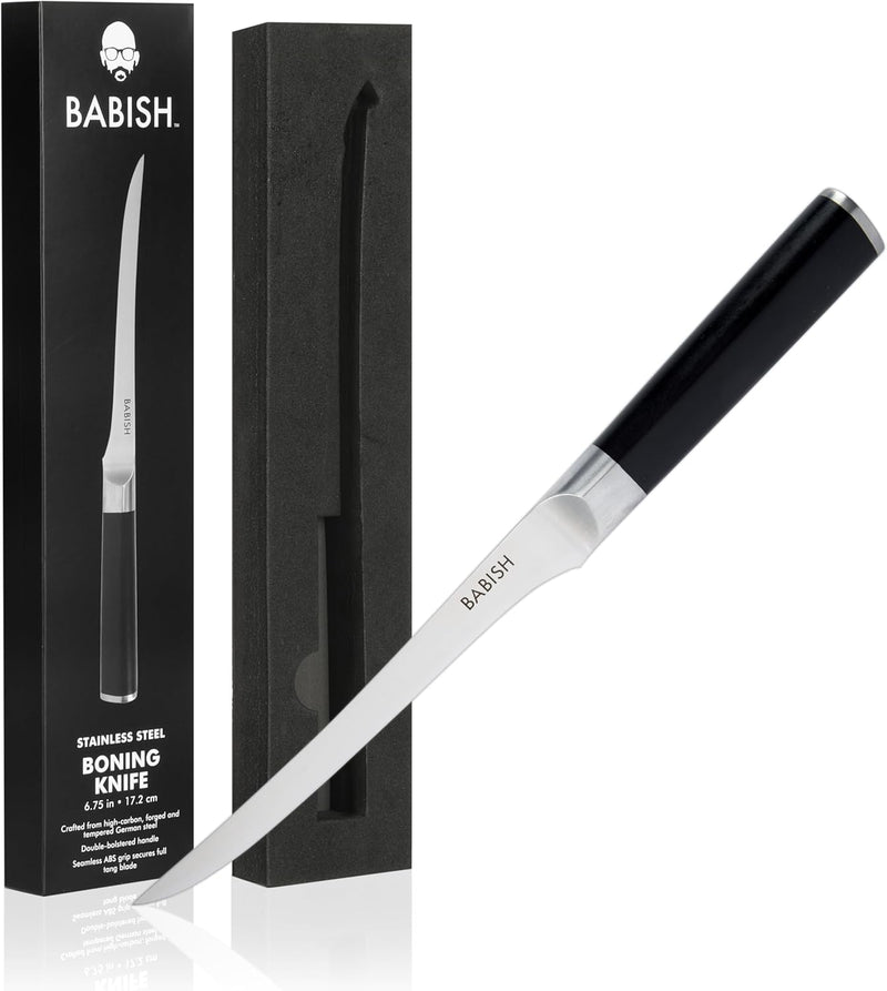 Babish German Steel Boning Knife - ABS Handle - Stainless Steel - Gift Box w/ Remailer