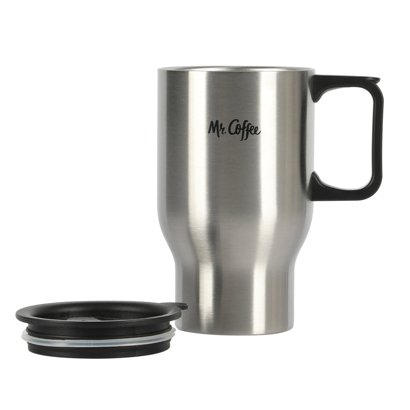 Mr. Coffee Expressway 13.5oz Stainless Steel Travel Cup w/ Lid in PDQ - Double Wall - Silver - PP Lid & Handle - PDQ