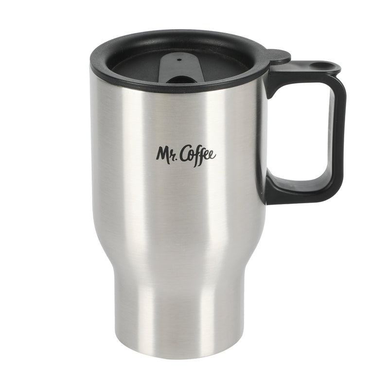Mr. Coffee Expressway 13.5oz Stainless Steel Travel Cup w/ Lid in PDQ - Double Wall - Silver - PP Lid & Handle - PDQ