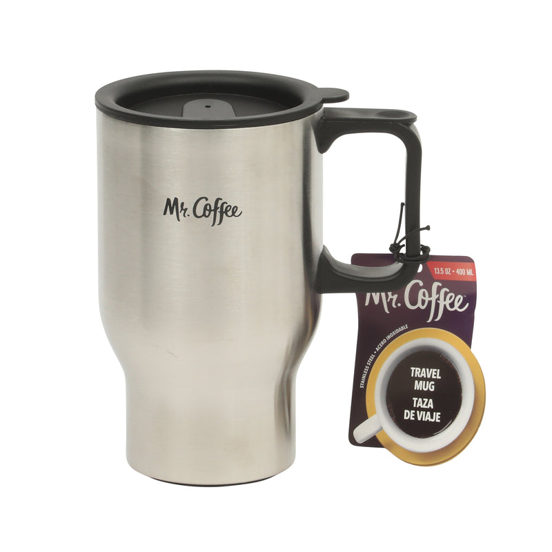 Mr. Coffee Expressway 13.5oz Stainless Steel Travel Cup w/ Lid in PDQ - Double Wall - Silver - PP Lid & Handle - PDQ
