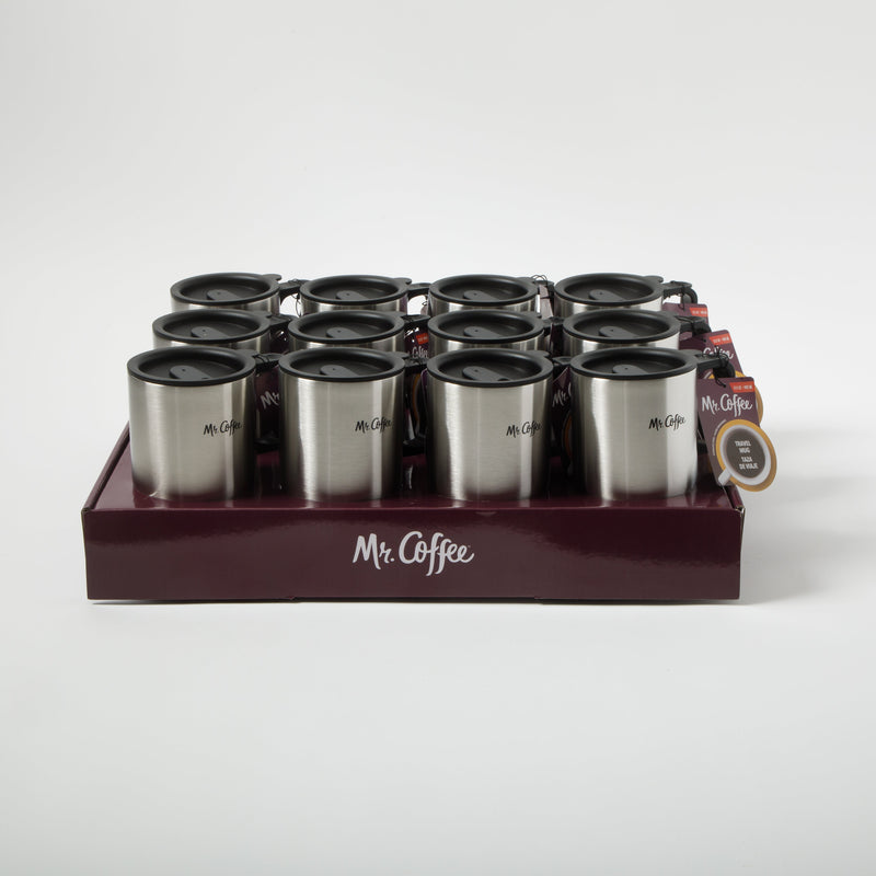 Mr. Coffee Expressway 13.5oz Stainless Steel Travel Cup w/ Lid in PDQ - Double Wall - Silver - PP Lid & Handle - PDQ