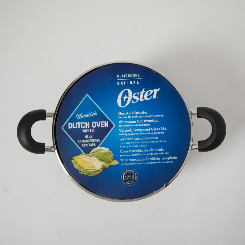 Oster Clairborne 6qt Aluminum Dutch Oven w/ Lid - Charcoal Grey - Nonstick Interior Hammered Exterior - Bakelite Handle & Knob - Shrink Wrap w/ Color Label