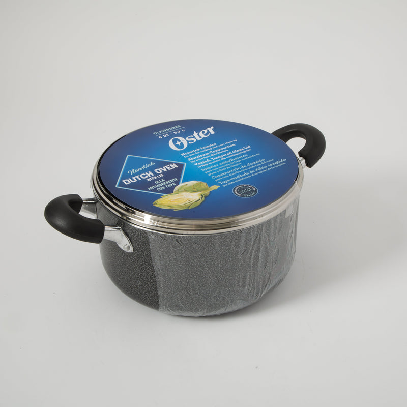 Oster Clairborne 6qt Aluminum Dutch Oven w/ Lid - Charcoal Grey - Nonstick Interior Hammered Exterior - Bakelite Handle & Knob - Shrink Wrap w/ Color Label