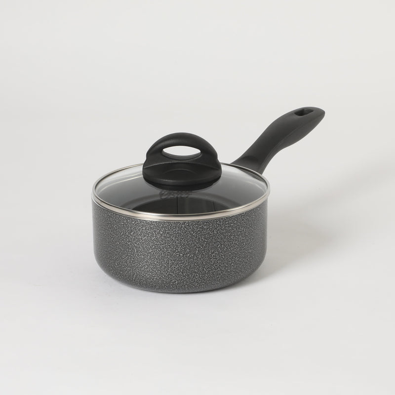 Oster Clairborne 1.5qt Aluminum Sauté Pan w/ Lid - Charcoal Grey - Nonstick - Hammered Exterior - Color Coating - Bakelite Handle & Knob - Shrink Wrap w/ Color Label