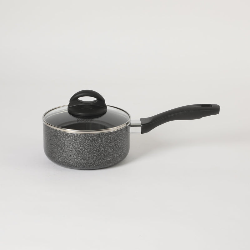 Oster Clairborne 1.5qt Aluminum Sauté Pan w/ Lid - Charcoal Grey - Nonstick - Hammered Exterior - Color Coating - Bakelite Handle & Knob - Shrink Wrap w/ Color Label