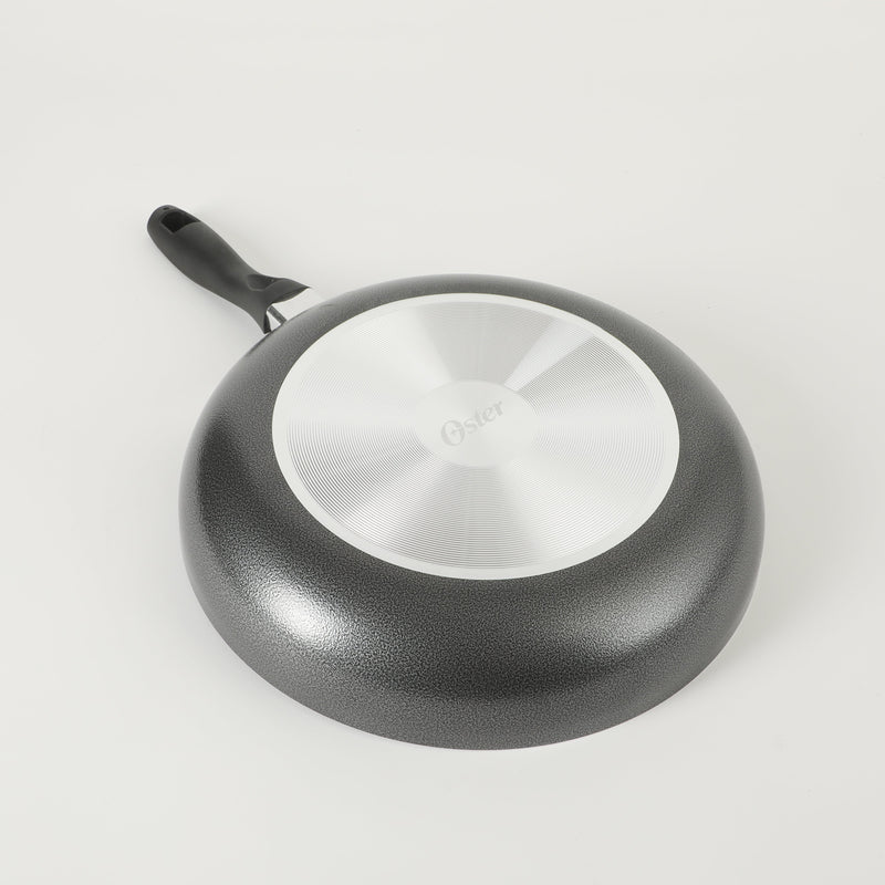 Oster Clairborne 12" Aluminum Frying Pan - Charcoal Grey - Nonstick - Hammered Exterior - Color Coating - Bakelite Handle - Color Sleeve