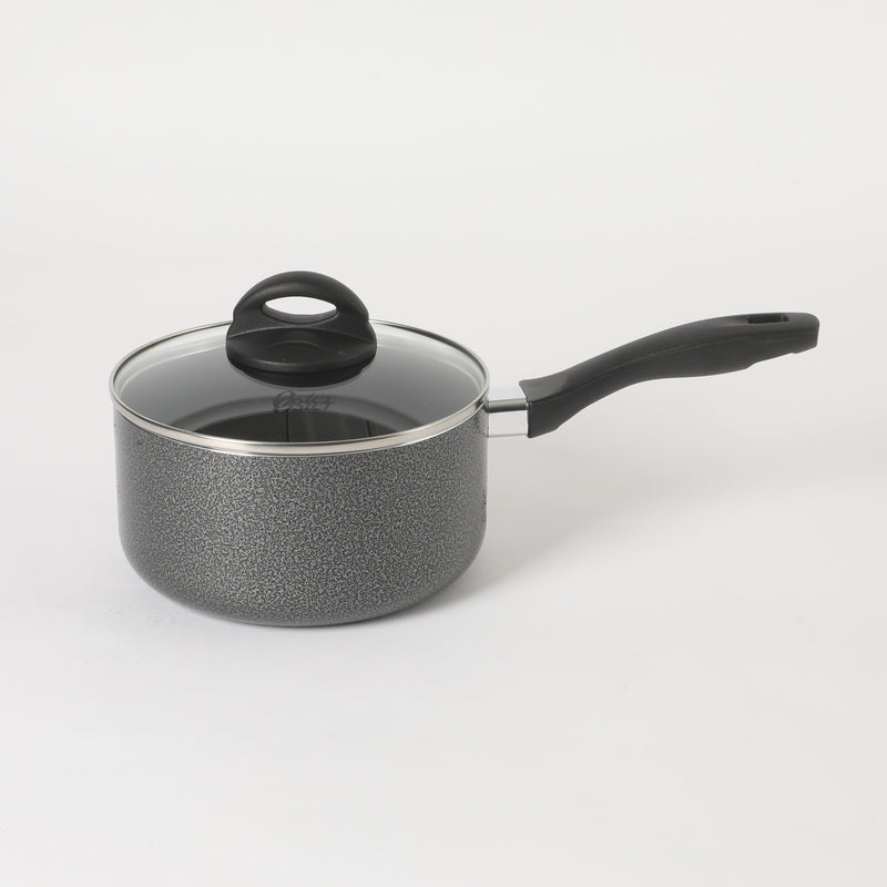 Oster Clairborne 2.5qt Aluminum Sauté Pan w/ Lid - Charcoal Grey - Nonstick - Hammered Exterior - Color Coating - Bakelite Handle & Knob - Shrink Wrap w/ Color Label