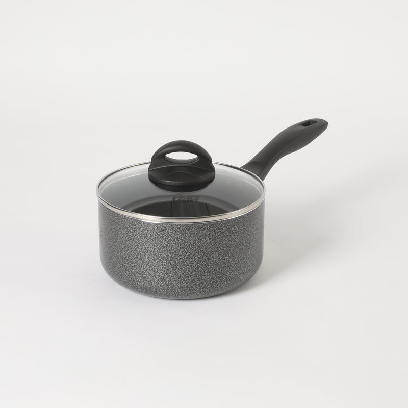 Oster Clairborne 2.5qt Aluminum Sauté Pan w/ Lid - Charcoal Grey - Nonstick - Hammered Exterior - Color Coating - Bakelite Handle & Knob - Shrink Wrap w/ Color Label