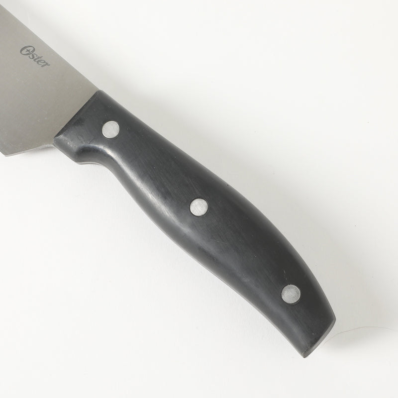 Oster Granger 4pc Stainless Steel Cutlery Set - Black - Satin Finish - Full Tang w/ Triple Rivets - Bakelite PP Handle - Clam Pack