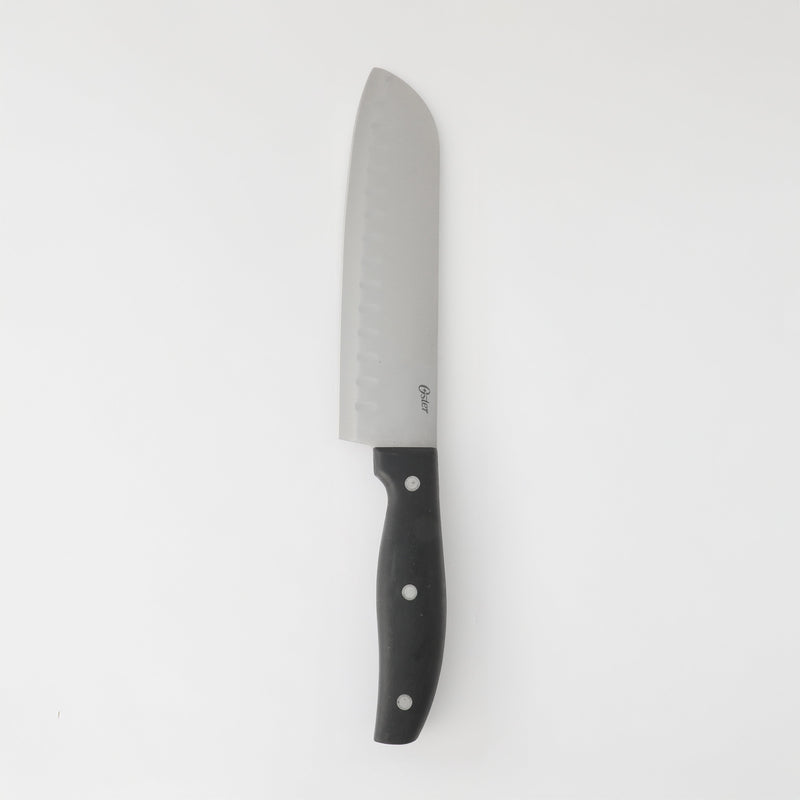 Oster Granger 2pc Stainless Steel Santoku Knife Set - Black - Satin Finish - Full Tang w/ Triple Rivets - Bakelite PP Handle - Stainless Steel - Clam Pack