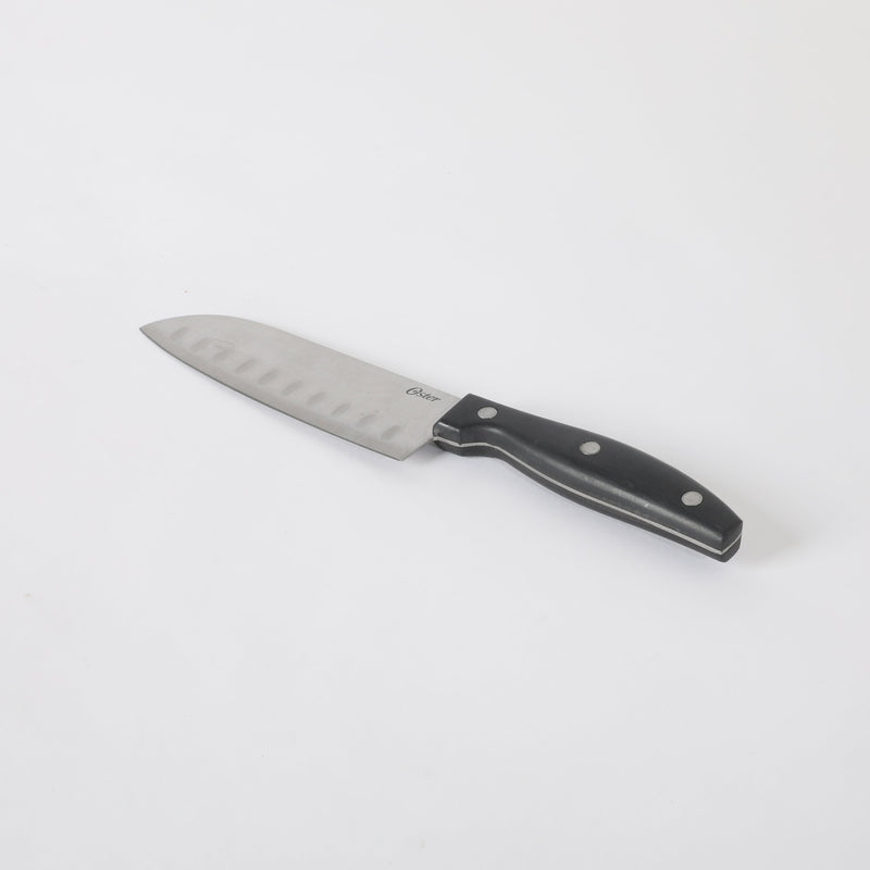 Oster Granger 2pc Stainless Steel Santoku Knife Set - Black - Satin Finish - Full Tang w/ Triple Rivets - Bakelite PP Handle - Stainless Steel - Clam Pack