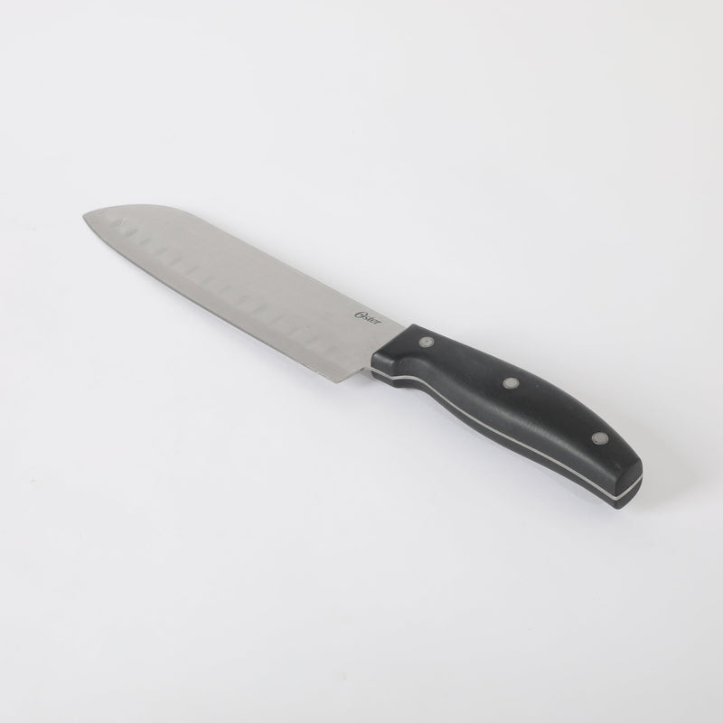 Oster Granger 2pc Stainless Steel Santoku Knife Set - Black - Satin Finish - Full Tang w/ Triple Rivets - Bakelite PP Handle - Stainless Steel - Clam Pack
