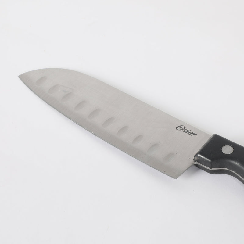 Oster Granger 2pc Stainless Steel Santoku Knife Set - Black - Satin Finish - Full Tang w/ Triple Rivets - Bakelite PP Handle - Stainless Steel - Clam Pack