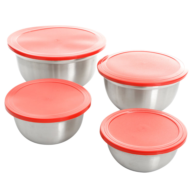 Gibson Home Branfield 21 pc Stainless Steel Kitchen Prep Set w/ Measuring Accessories - Mirror Polish - Red PP Lid - Gift Box