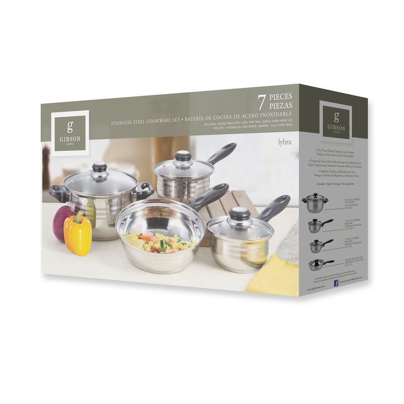 Gibson Home Lybra 7pc Stainless Steel Cookware Set - Gift Box